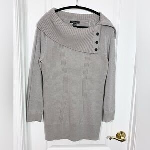 Style & Co Metallic Knit Cowl Neck Tunic Sweater Silver Large